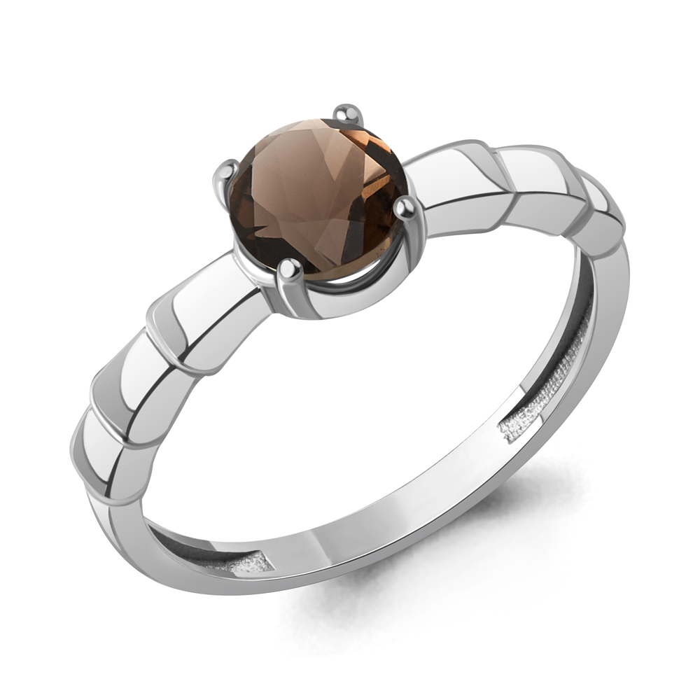 65025501 Кольцо из Серебра с кварцем дымчатым