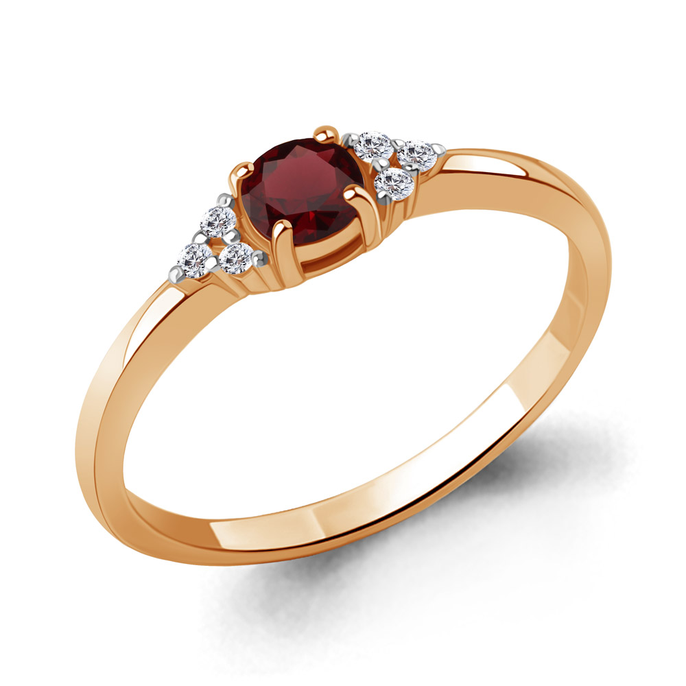 65028303 Кольцо из Золота с гранатом, фианитами