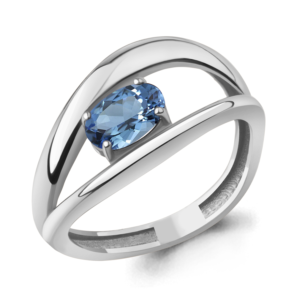 65029605 Кольцо из Серебра с топазом свисс блю