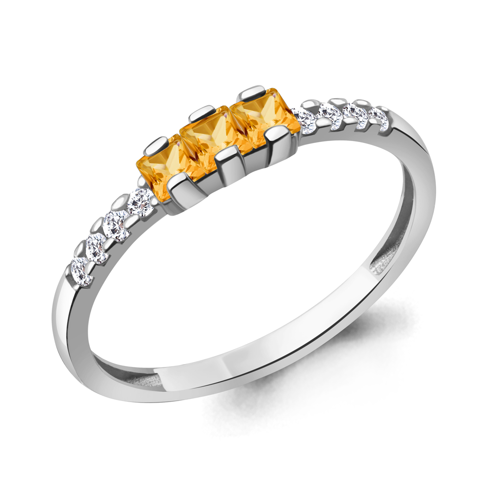 65029906А Кольцо из Серебра с фианитами, цитринами