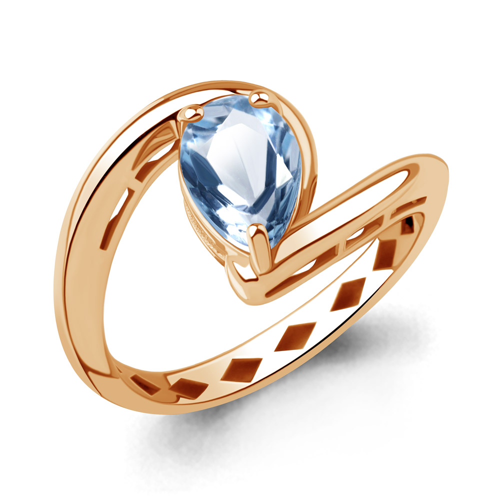 65030105 Кольцо из Золота с топазом свисс блю