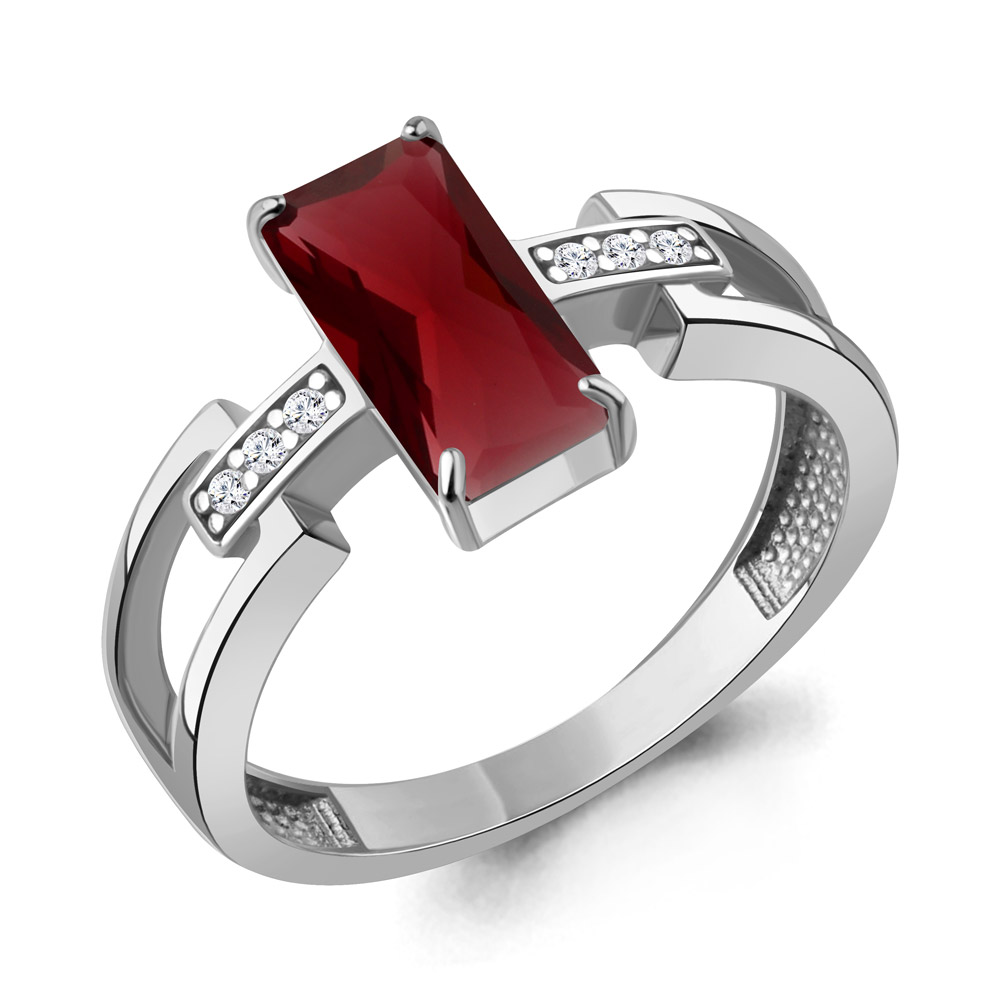 65030485А Кольцо из Серебра с наногранатом, фианитами