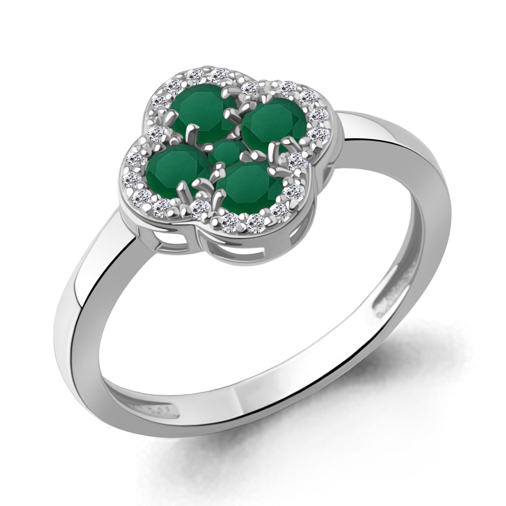 65032809А Кольцо из Серебра с агатами, фианитами