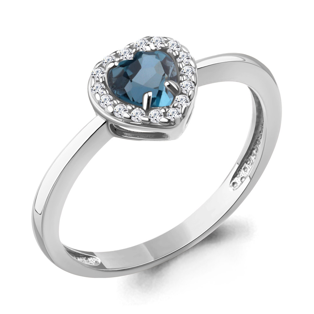 65032908А Кольцо из Серебра с топазом лондон блю, фианитами
