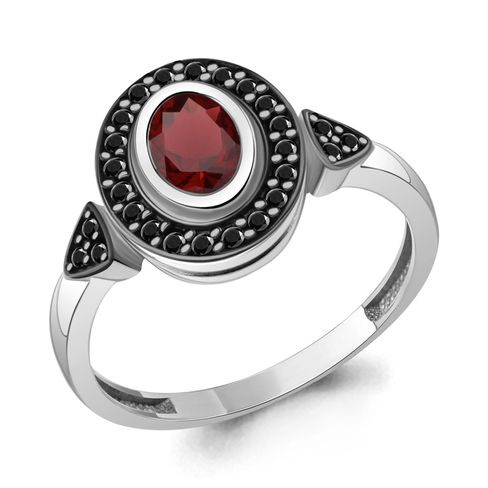 65034003Ч Кольцо из Серебра с гранатом, нанокристаллами