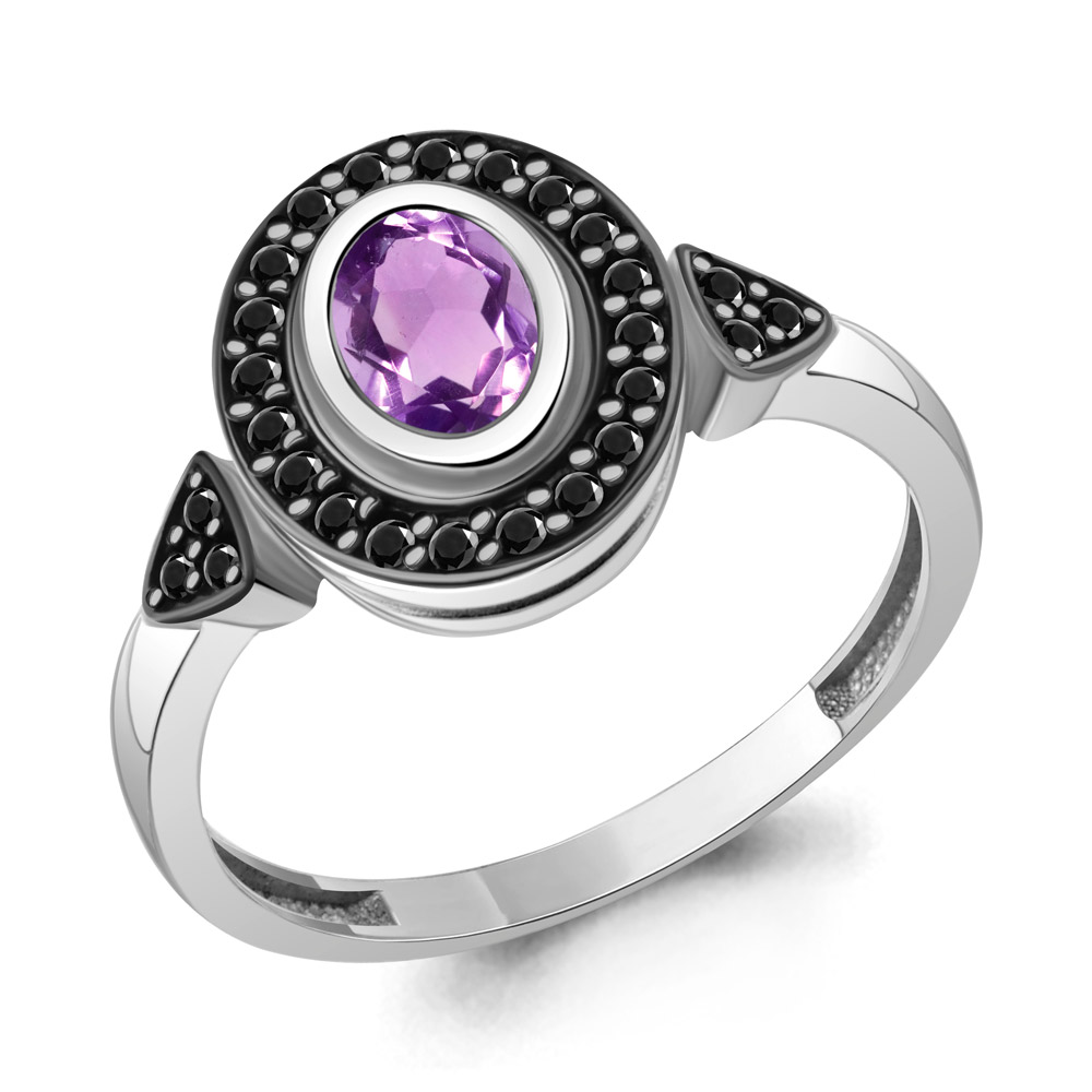 65034004Ч Кольцо из Серебра с аметистом, нанокристаллами