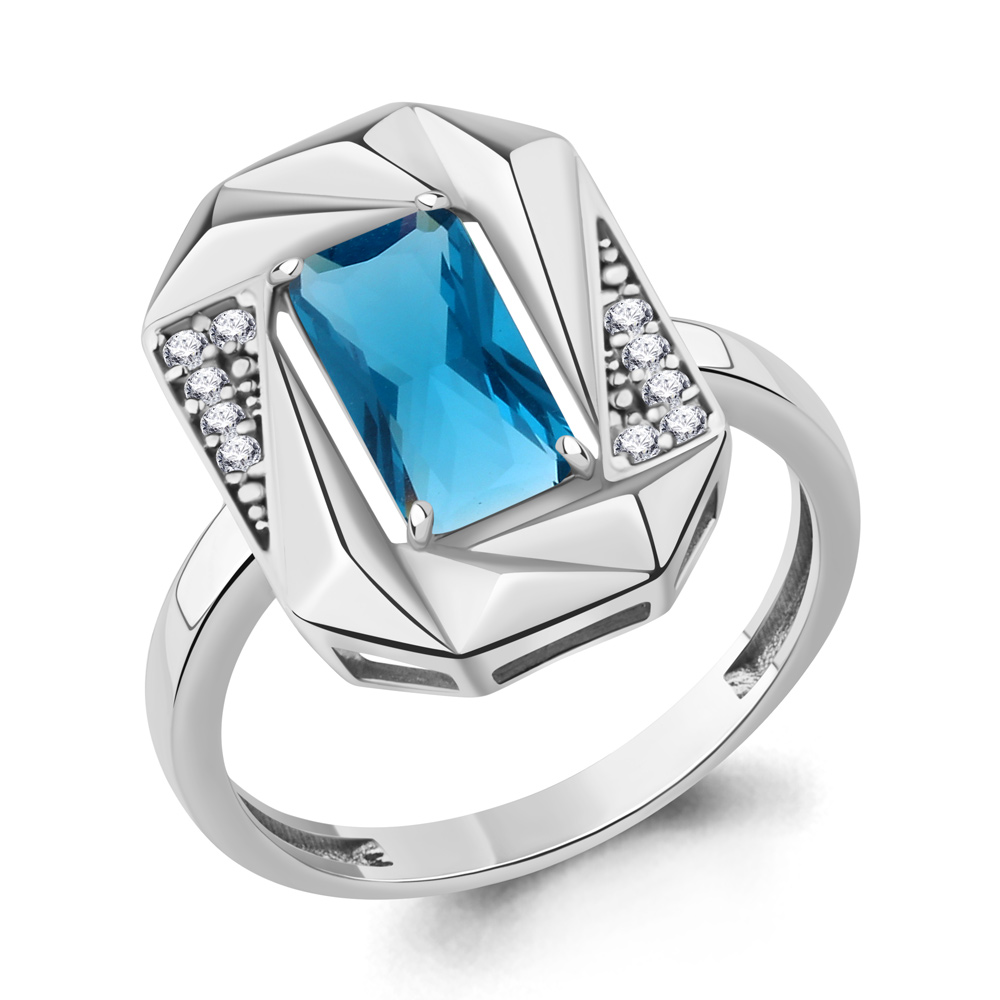 65034593А Кольцо из Серебра с нанотопазом лондон, фианитами