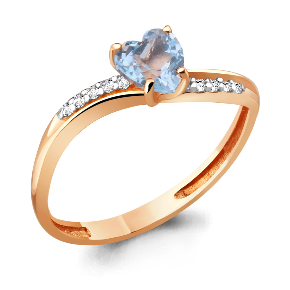 6506902А Кольцо из Золота с топазом скай блю, фианитами
