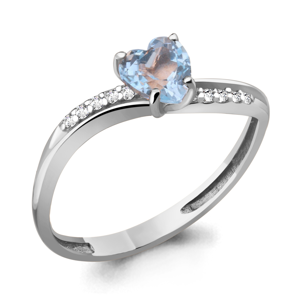 6506902А Кольцо из Серебра с топазом скай блю, фианитами