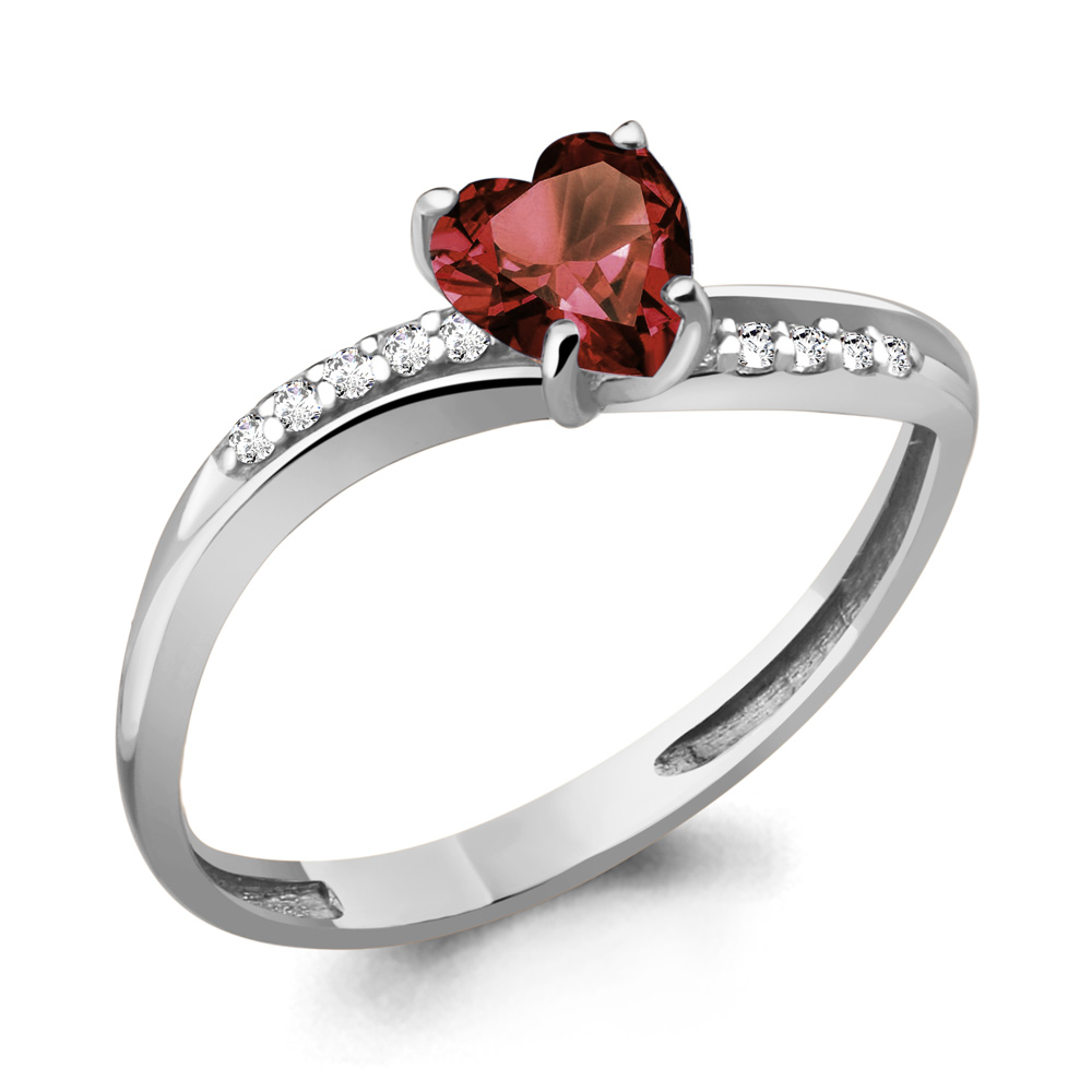 6506903А Кольцо из Серебра с гранатом, фианитами