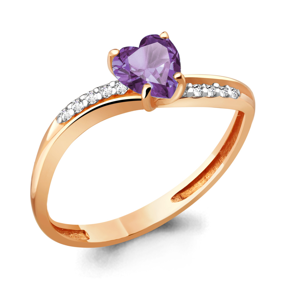 6506904А Кольцо из Золота с аметистом, фианитами
