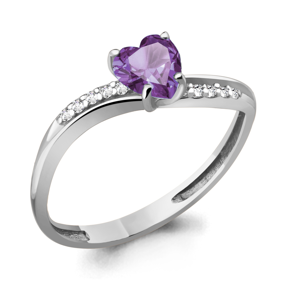 6506904А Кольцо из Серебра с аметистом, фианитами