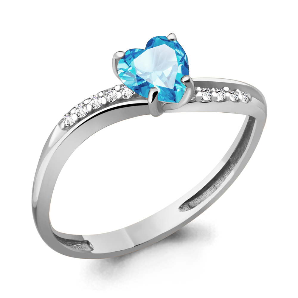 6506905А Кольцо из Серебра с топазом свисс блю, фианитами