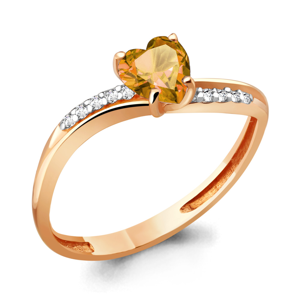 6506906А Кольцо из Золота с фианитами, цитрином