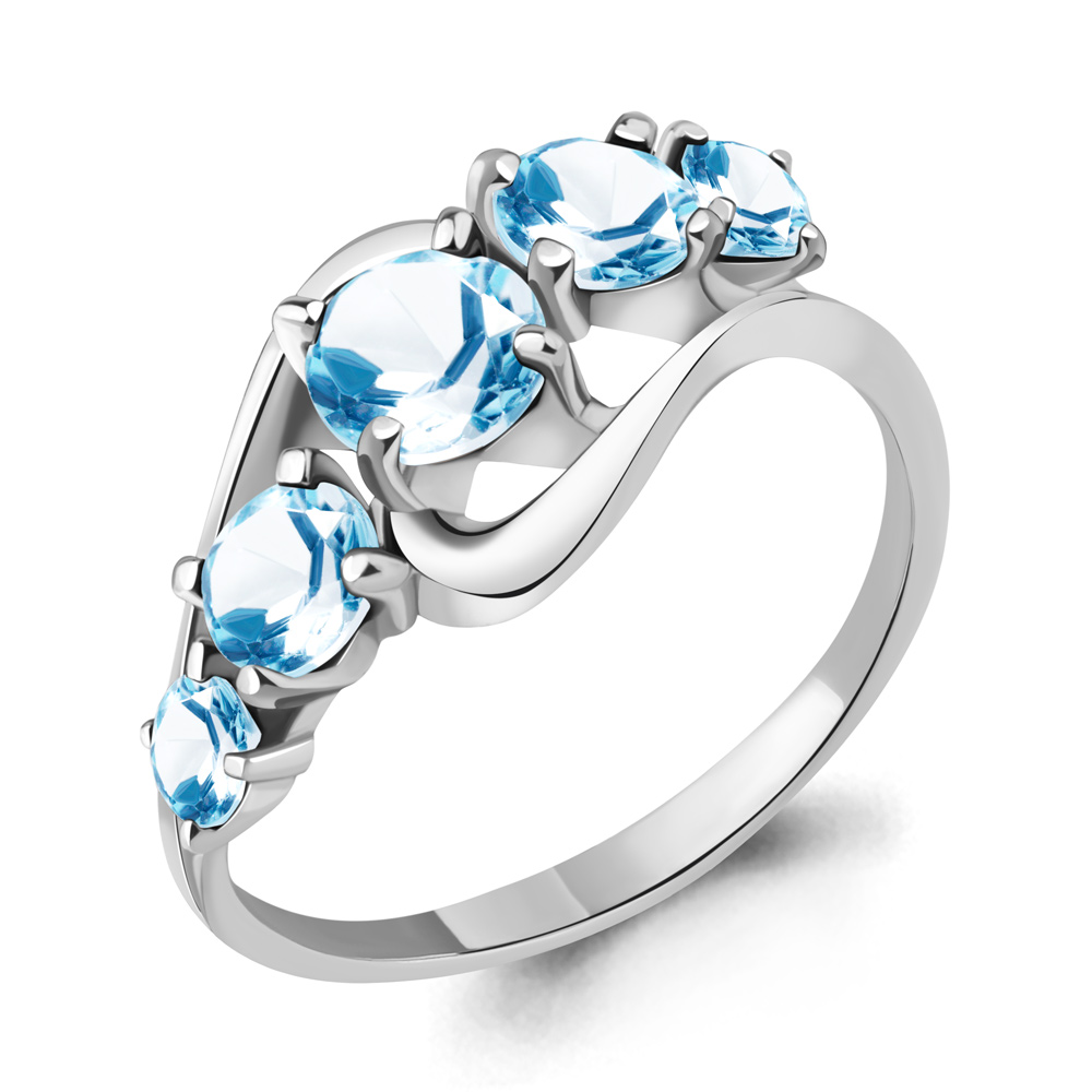 6507402 Кольцо из Серебра с топазами скай блю