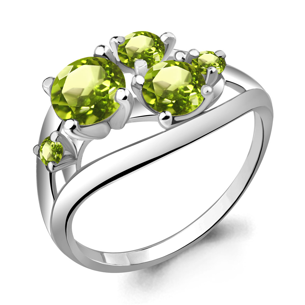 6508807 Кольцо из Серебра с хризолитами