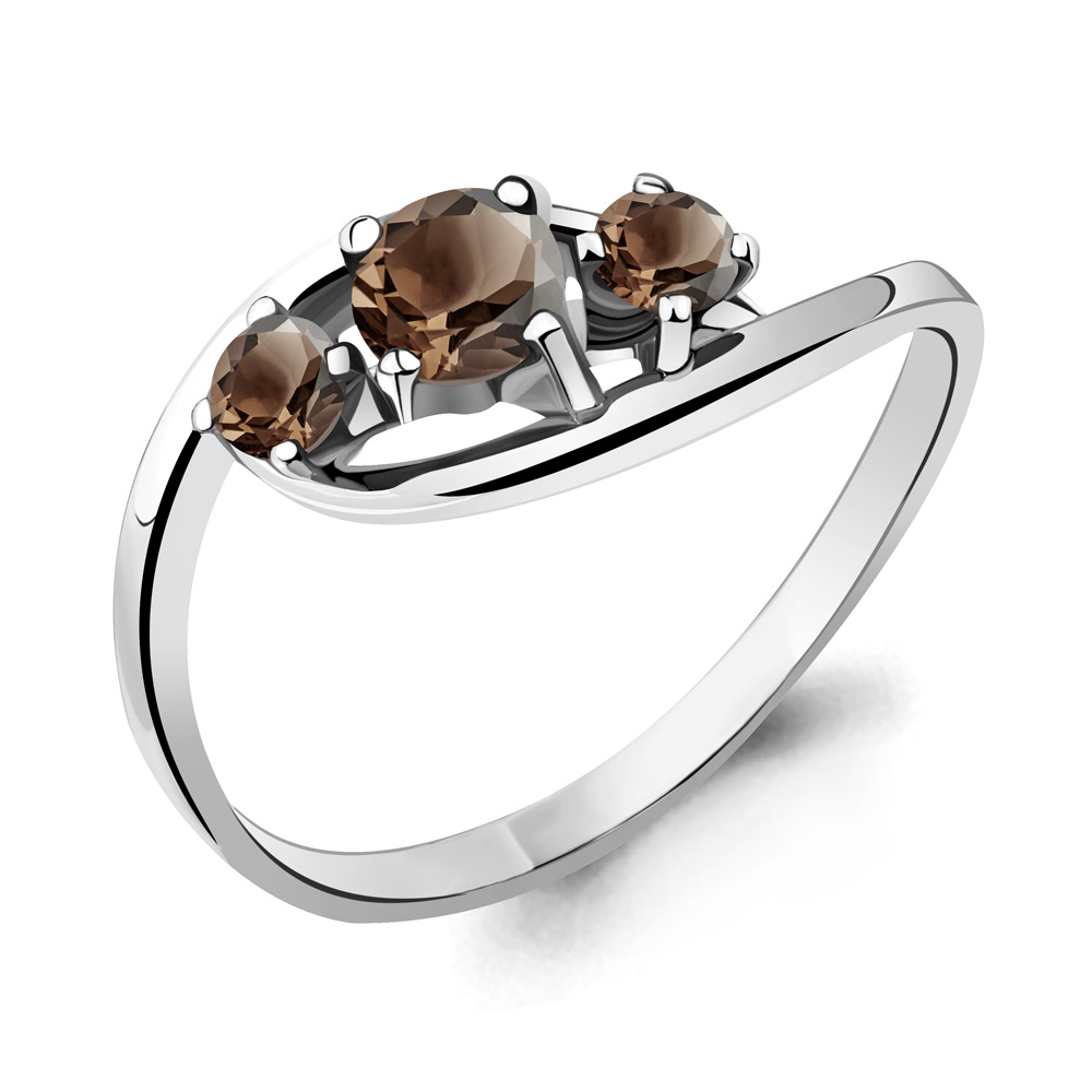 6509001 Кольцо из Серебра с кварцами дымчатыми