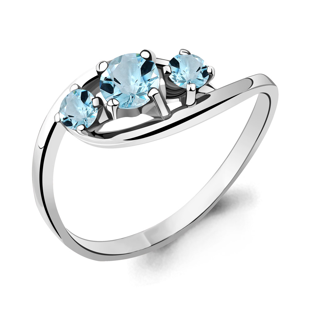 6509002 Кольцо из Серебра с топазами скай блю