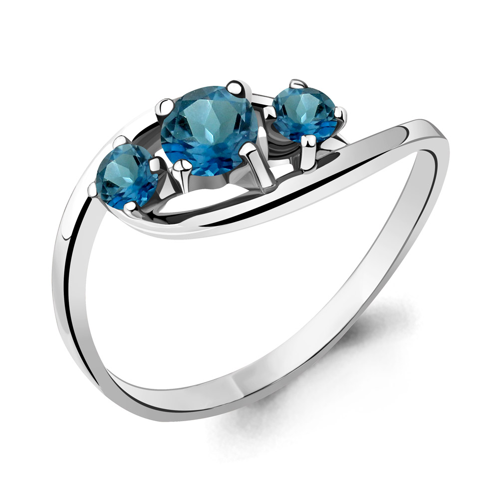 6509008 Кольцо из Серебра с топазами лондон блю