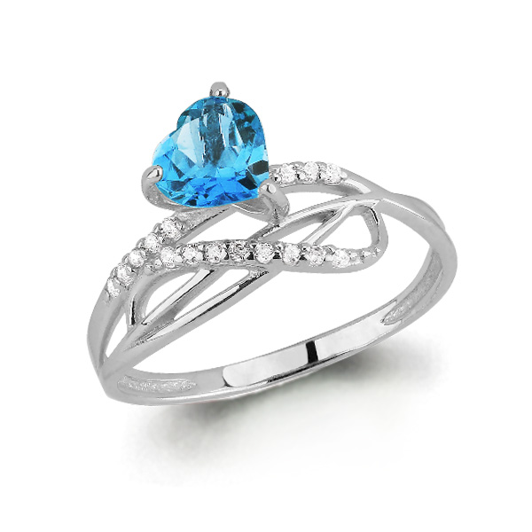 6510305А Кольцо из Серебра с топазом свисс блю, фианитами