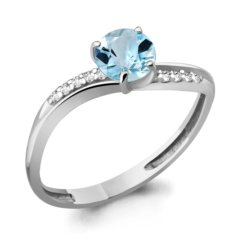 6511702А Кольцо из Серебра с топазом скай блю, фианитами