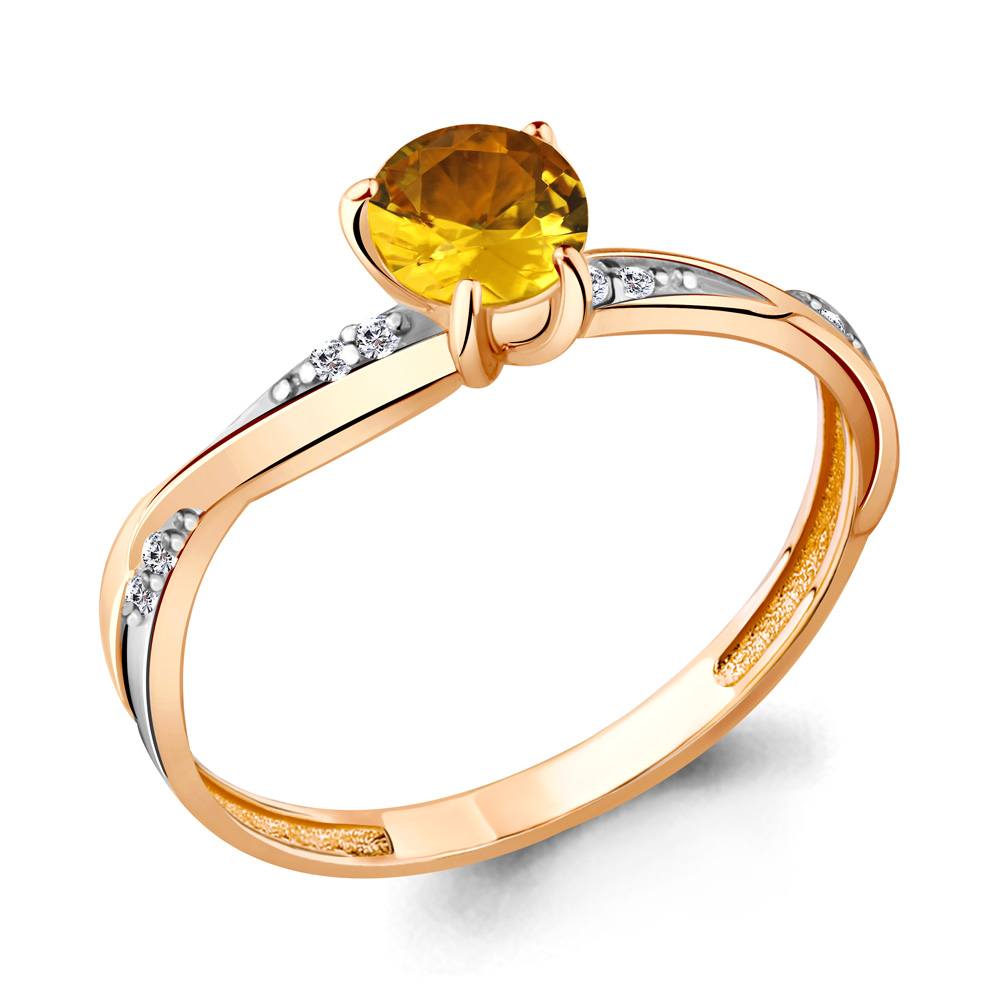 6511806А Кольцо из Золота с фианитами, цитрином
