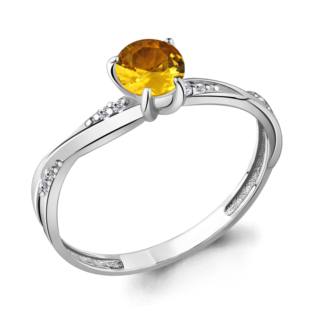 6511806А Кольцо из Серебра с фианитами, цитрином