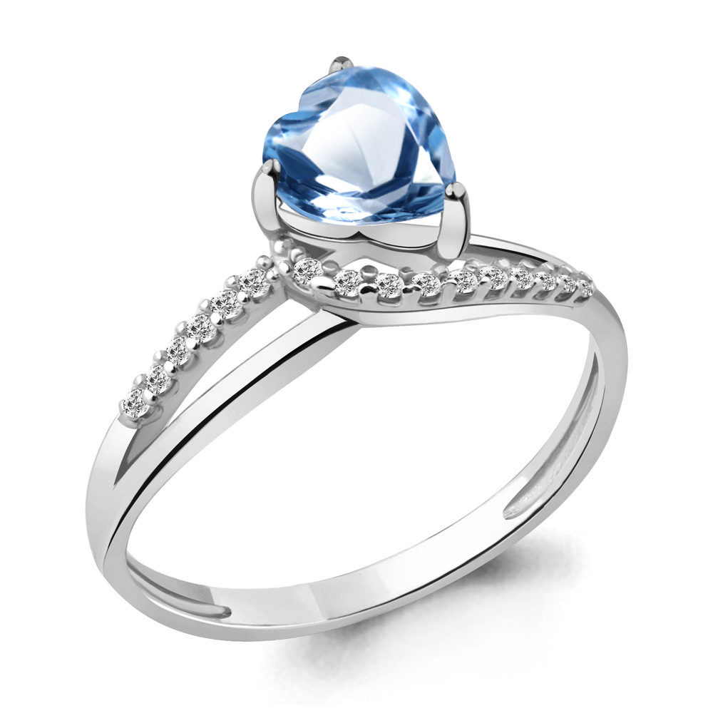 6519105А Кольцо из Серебра с топазом свисс блю, фианитами