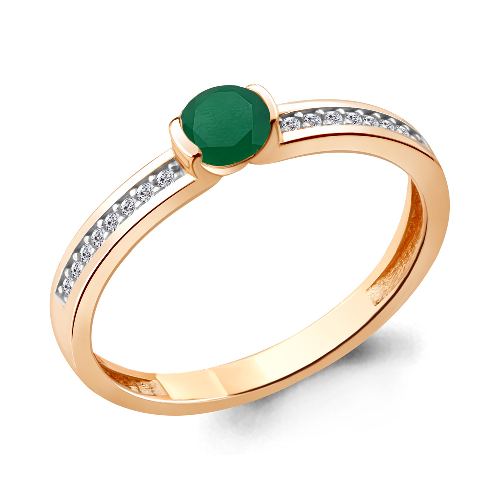 6519209А Кольцо из Золота с агатом, фианитами