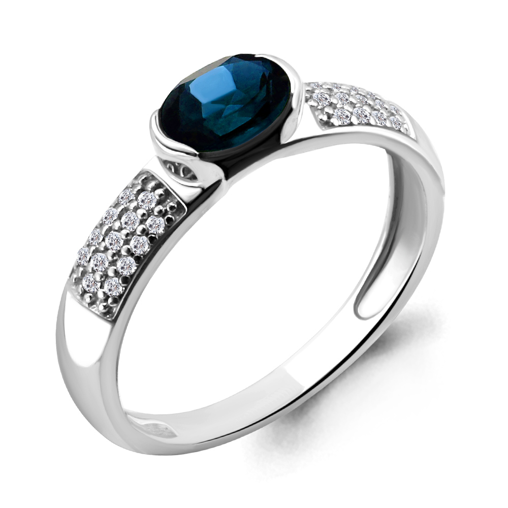 6519408А Кольцо из Серебра с топазом лондон блю, фианитами
