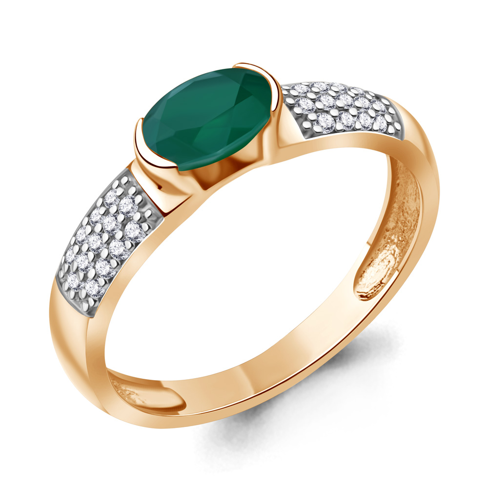 6519409А Кольцо из Золота с агатом, фианитами