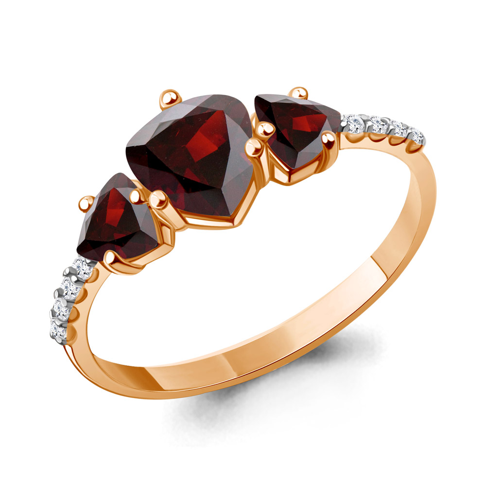 6519703А Кольцо из Золота с гранатами, фианитами