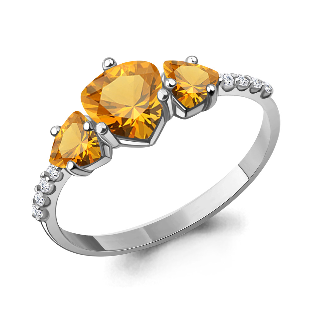 6519706А Кольцо из Серебра с фианитами, цитринами