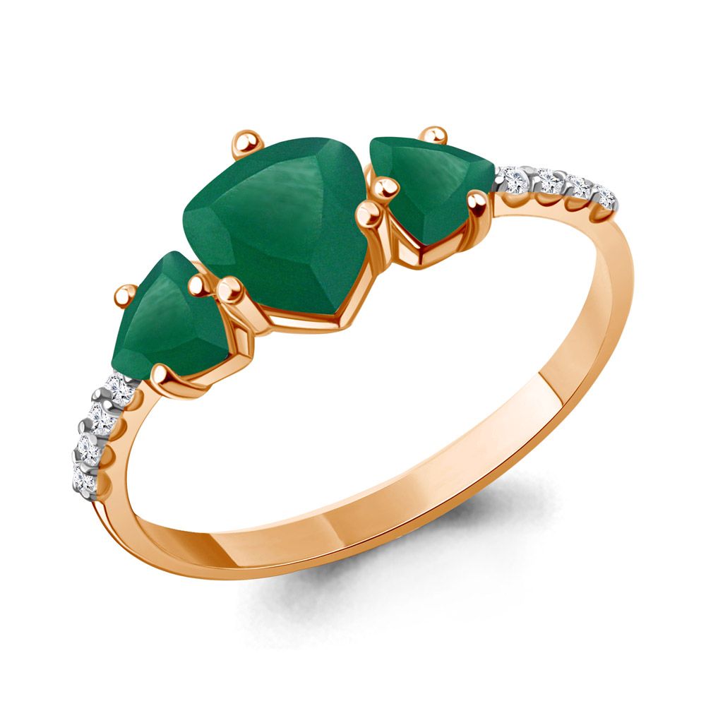 6519709А Кольцо из Золота с агатами, фианитами