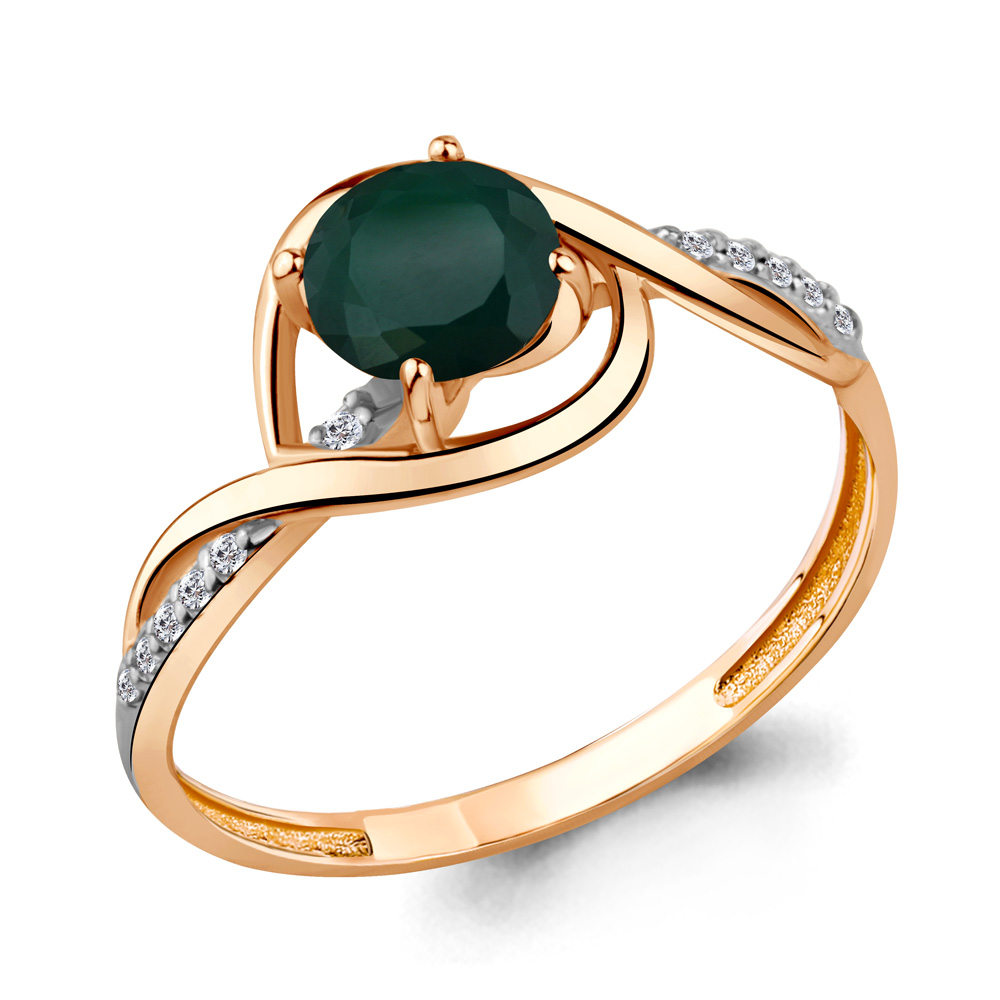 6520709А Кольцо из Золота с агатом, фианитами