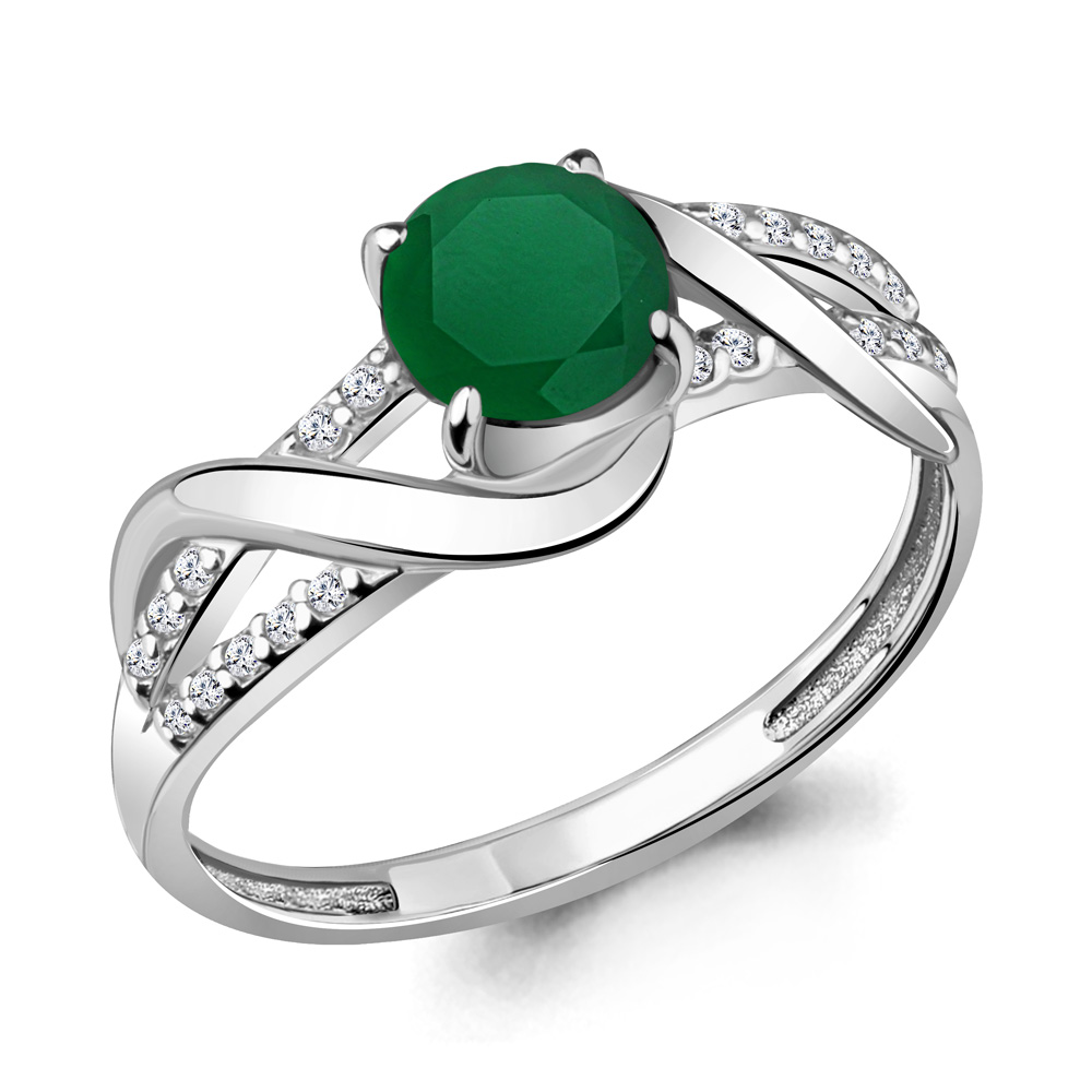 6520909А Кольцо из Серебра с агатом, фианитами