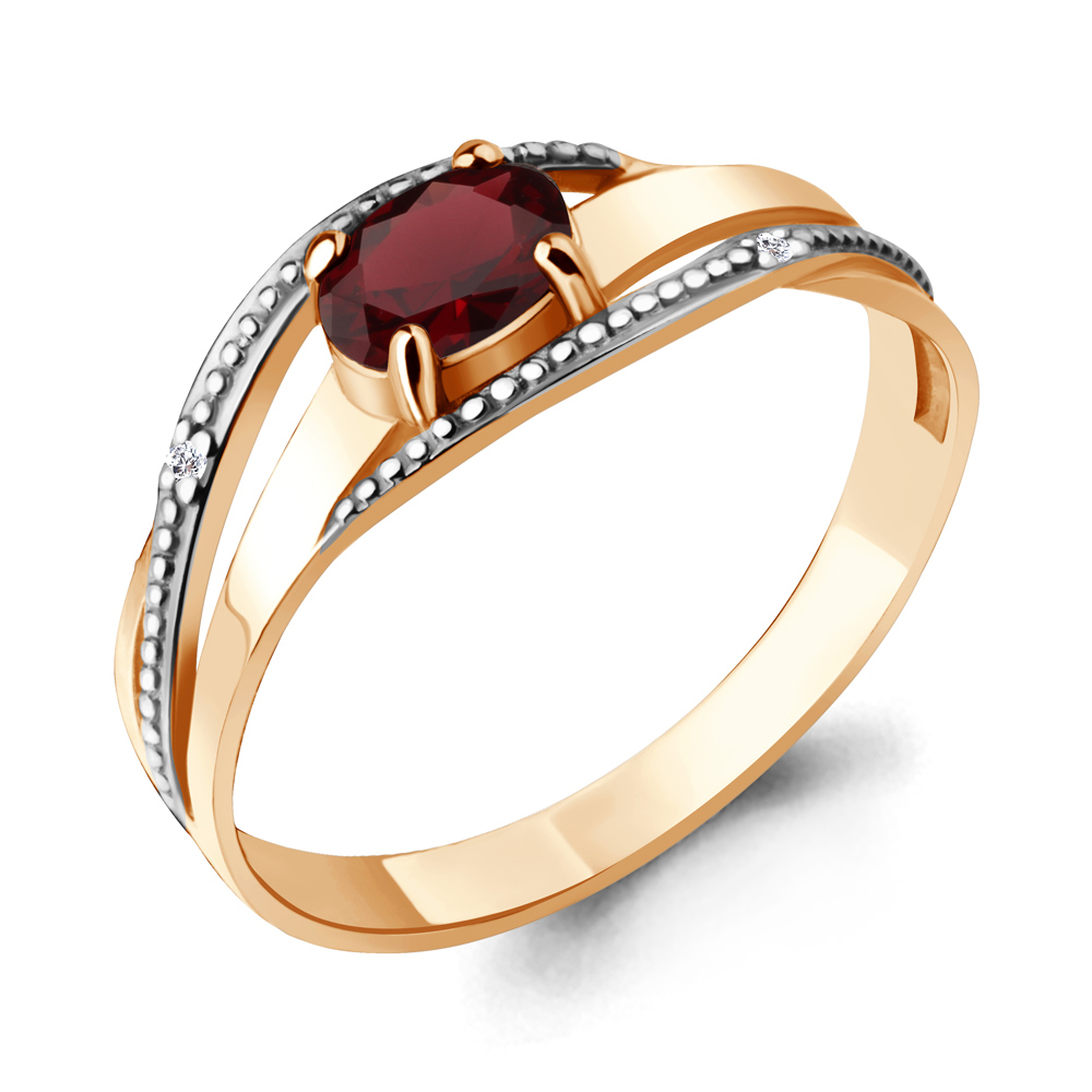 6522503 Кольцо из Золота с гранатом, фианитами