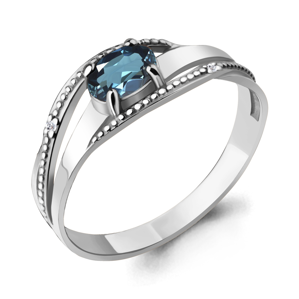 6522508 Кольцо из Серебра с топазом лондон блю, фианитами