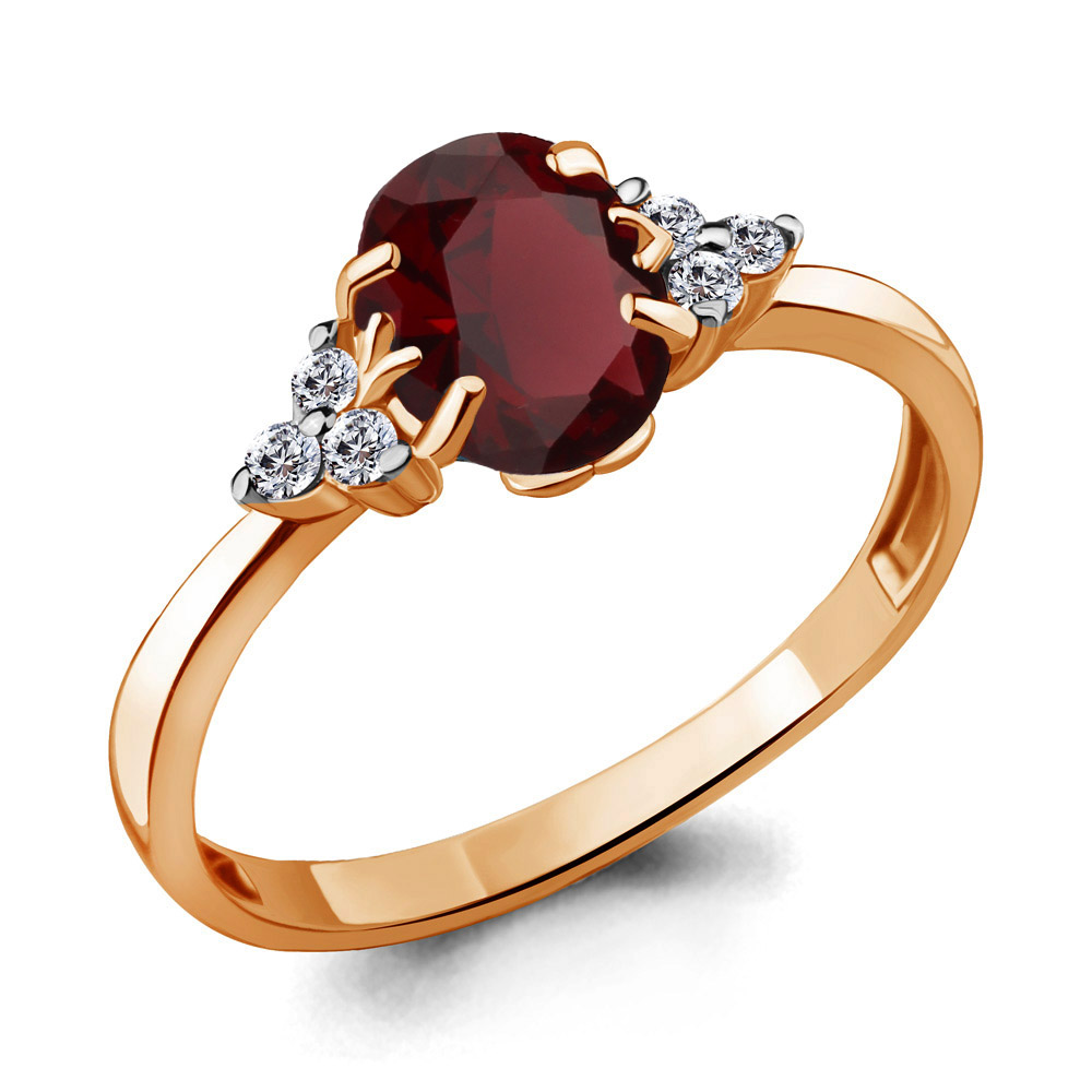 6523503А Кольцо из Золота с гранатом, фианитами