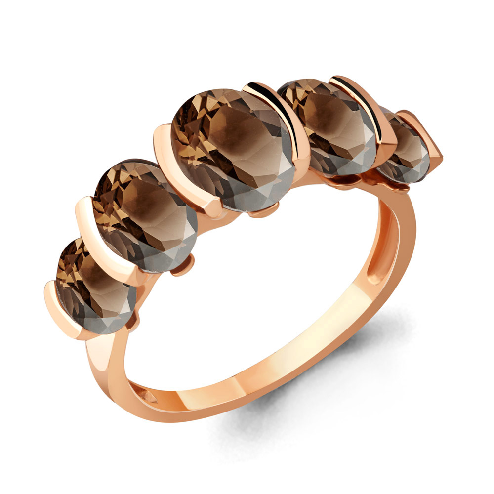 6523701 Кольцо из Золота с кварцами дымчатыми