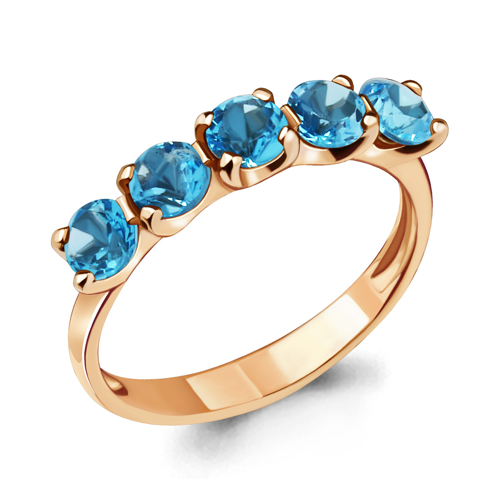 6526005 Кольцо из Золота с топазами свисс блю