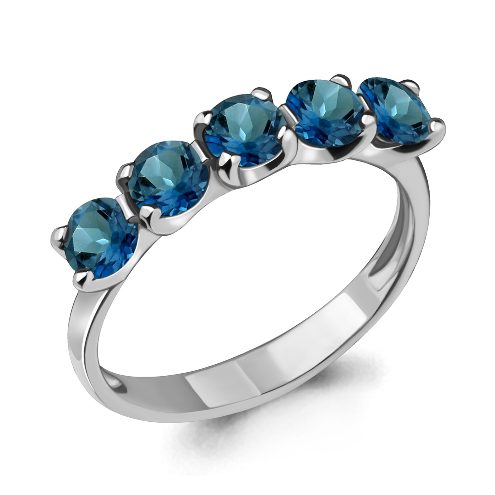 6526008 Кольцо из Серебра с топазами лондон блю