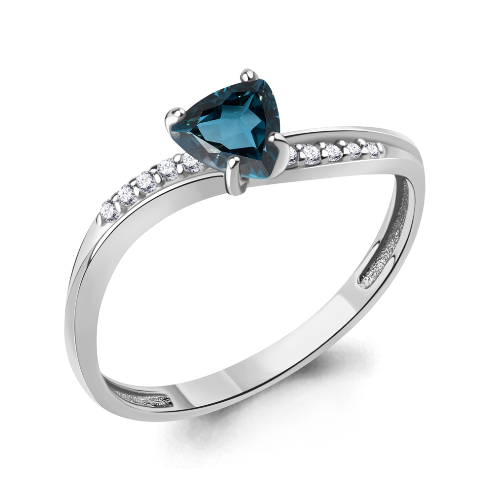 6531908А Кольцо из Серебра с топазом лондон блю, фианитами