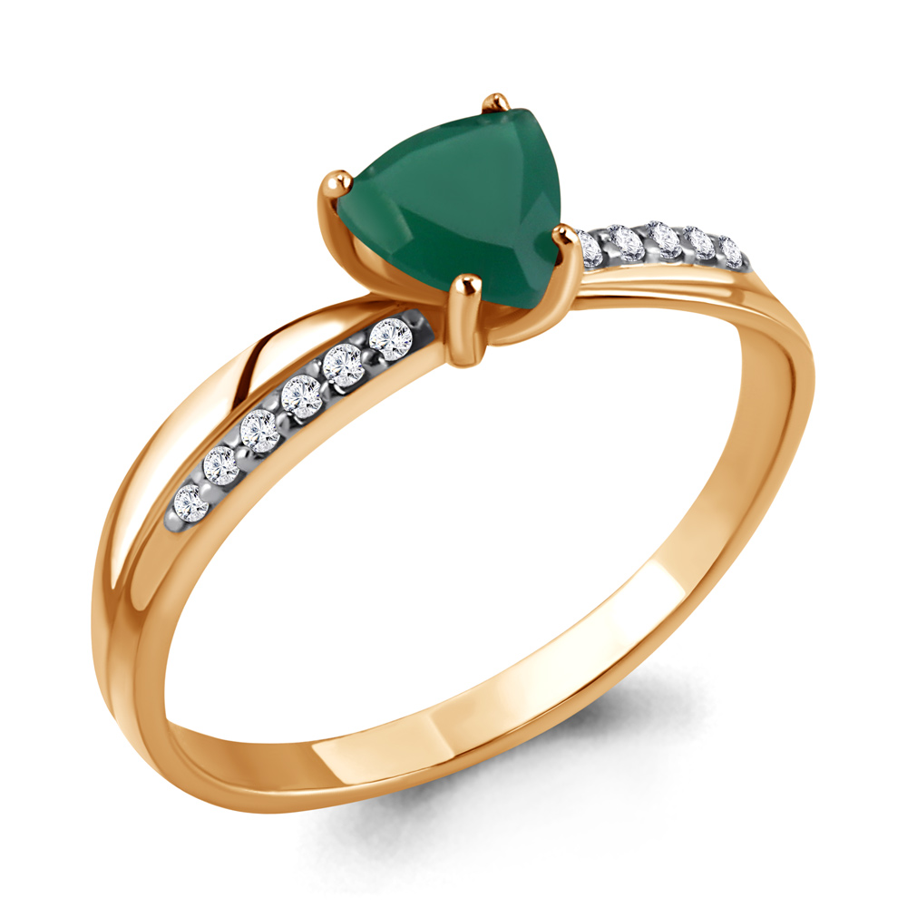 6532009А Кольцо из Золота с агатом, фианитами