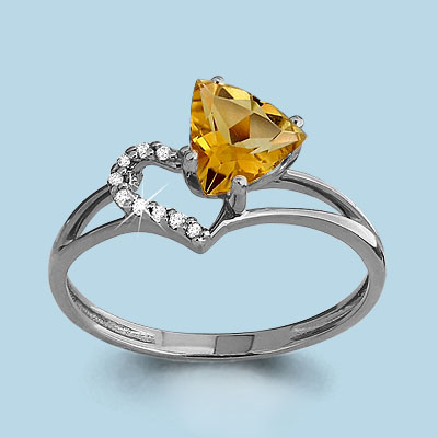 6532206А Кольцо из Серебра с фианитами, цитрином