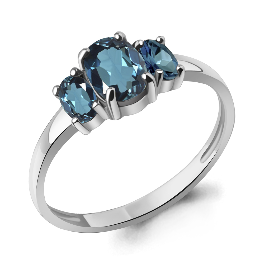 6535408 Кольцо из Серебра с топазами лондон блю
