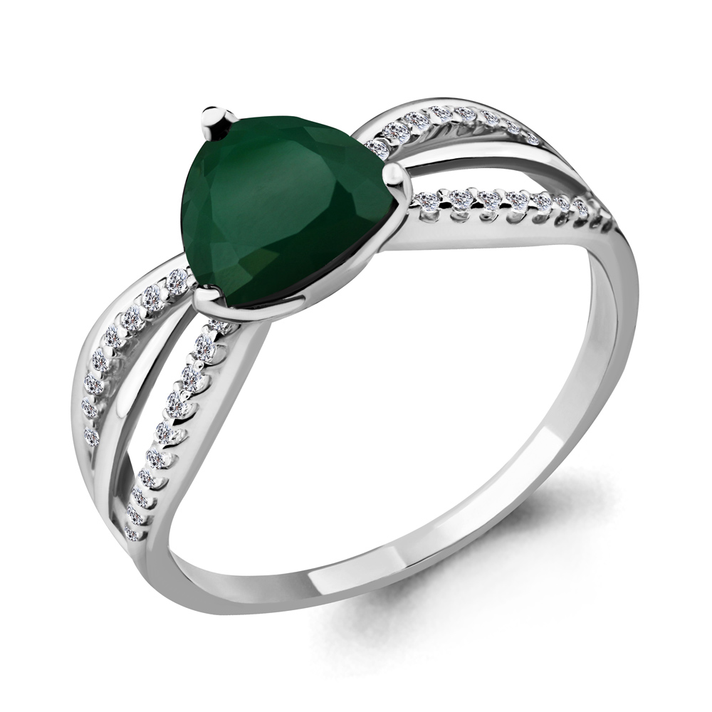 6538309А Кольцо из Серебра с агатом, фианитами