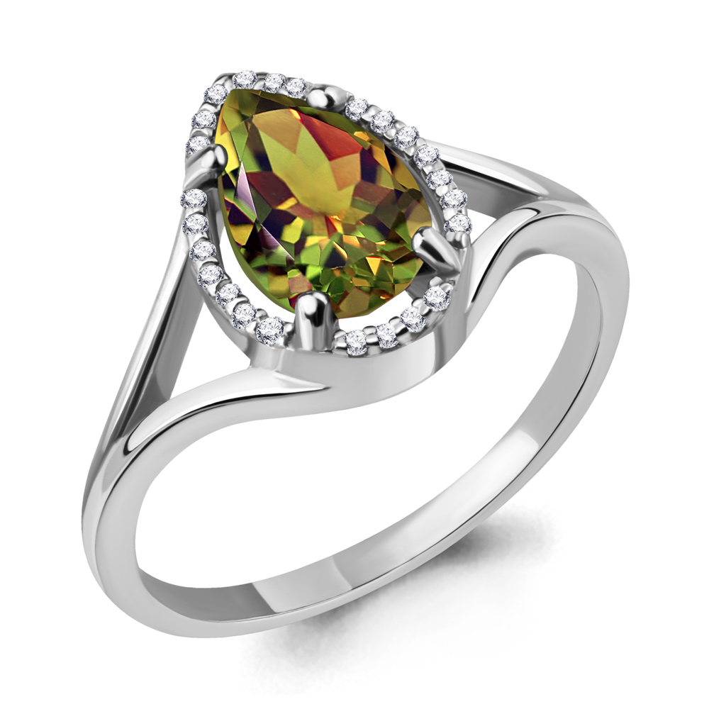 6539119А Кольцо из Серебра с султанитом иск., фианитами