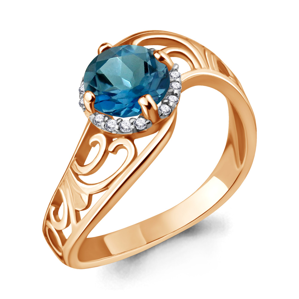 6539408А Кольцо из Золота с топазом лондон блю