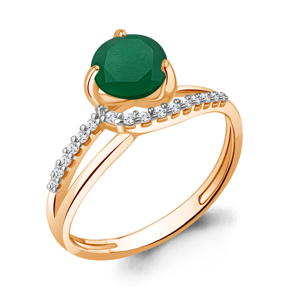 6541209А Кольцо из Золота с агатом, фианитами